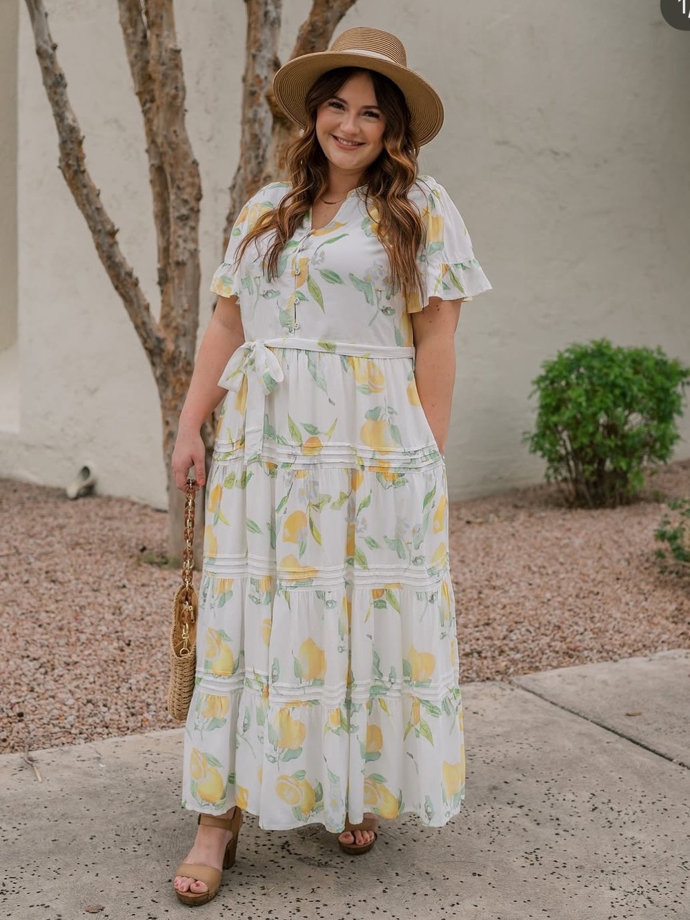 Merrick White Collection Lemon Midi Dress